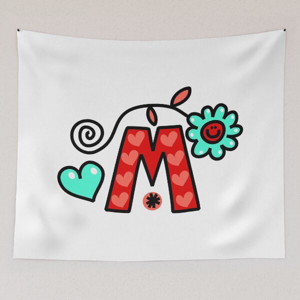 Item preview, Letter M abc monogram hand drawn colorful alphabet designed and sold by funwithletters.