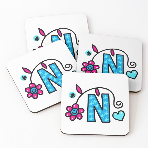 Item preview, Letter N abc monogram hand drawn colorful alphabet designed and sold by funwithletters.