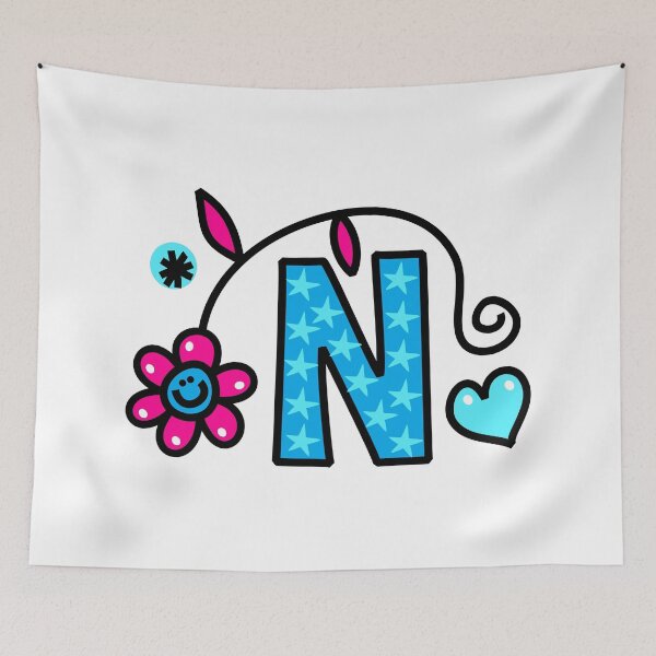 Item preview, Letter N abc monogram hand drawn colorful alphabet designed and sold by funwithletters.