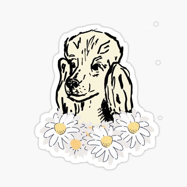Poodle with flowers, Sticker