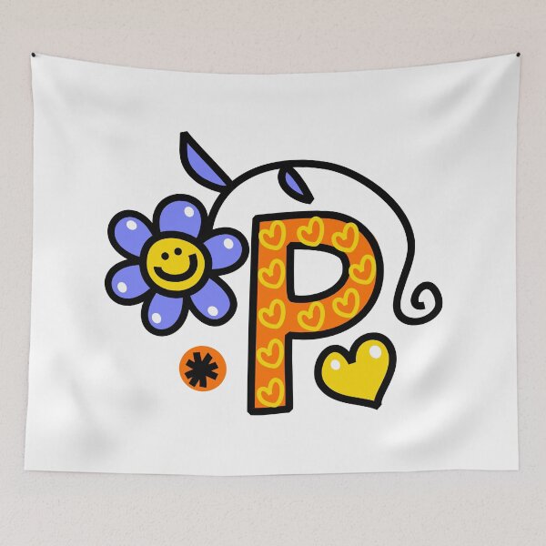 Item preview, Letter P abc monogram hand drawn colorful alphabet designed and sold by funwithletters.