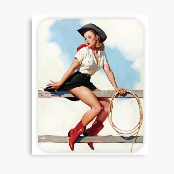 Vintage Pin Up Cowgirl Canvas Print