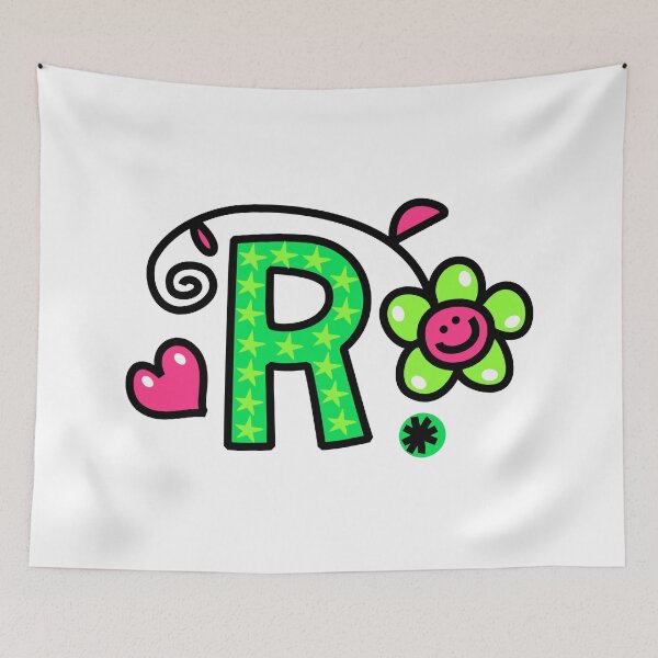 Item preview, Letter R abc monogram hand drawn colorful alphabet designed and sold by funwithletters.