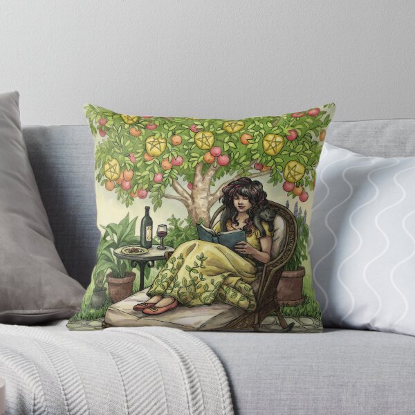 Everyday Witch Tarot - Nine of Pentacles Throw Pillow