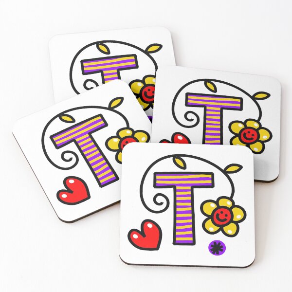 Item preview, Letter T abc monogram hand drawn colorful alphabet designed and sold by funwithletters.