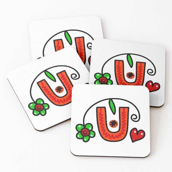 Item preview, Letter U abc monogram hand drawn colorful alphabet designed and sold by funwithletters.