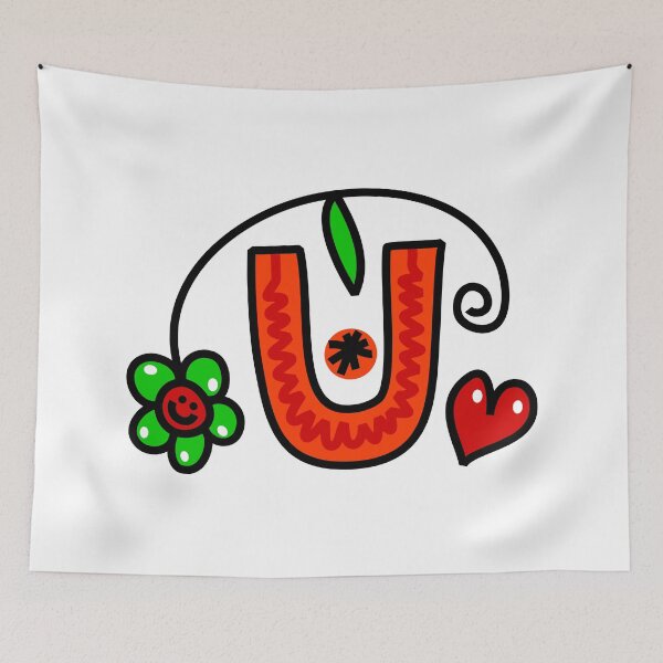 Item preview, Letter U abc monogram hand drawn colorful alphabet designed and sold by funwithletters.