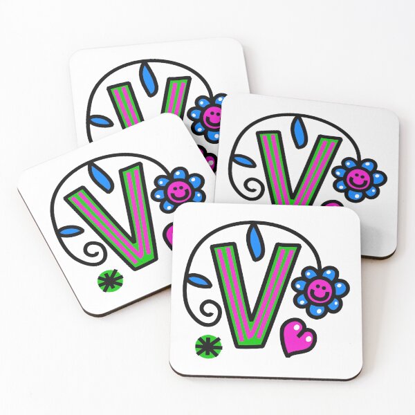 Item preview, Letter V abc monogram hand drawn colorful alphabet designed and sold by funwithletters.