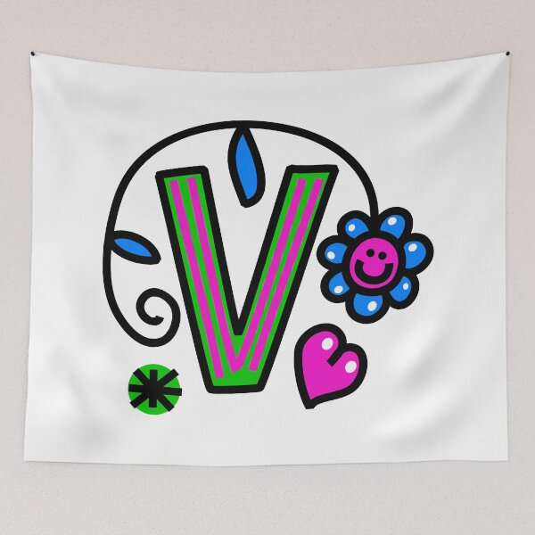 Item preview, Letter V abc monogram hand drawn colorful alphabet designed and sold by funwithletters.