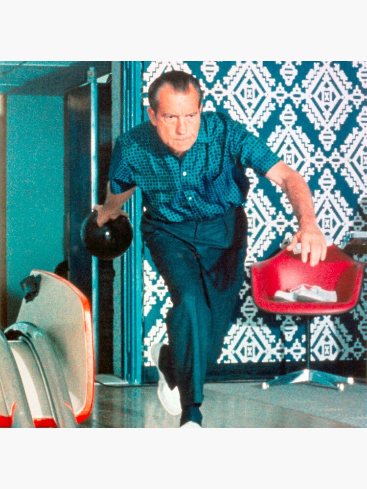 President Richard Nixon Bowling At The White House - Color Version by warishellstore
