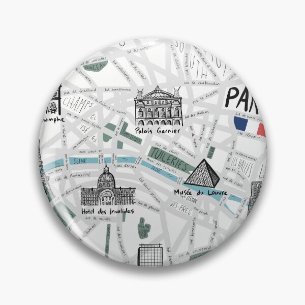 Item preview, Paris Landmarks and Neighborhoods Map designed and sold by kurtographymaps.