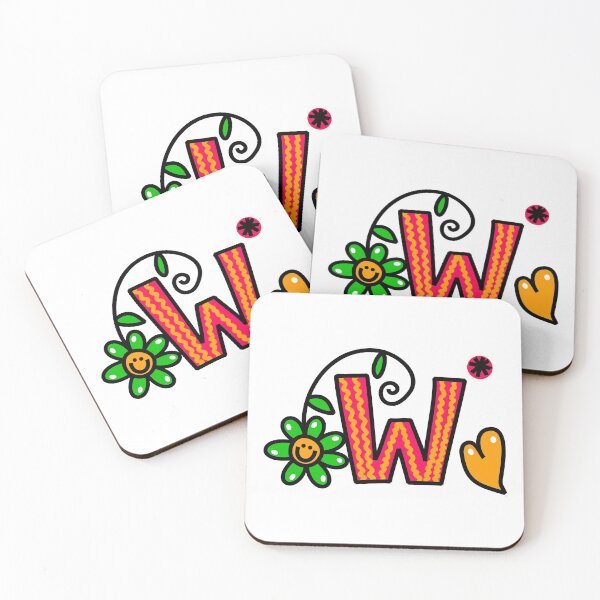 Item preview, Letter W abc monogram hand drawn colorful alphabet designed and sold by funwithletters.