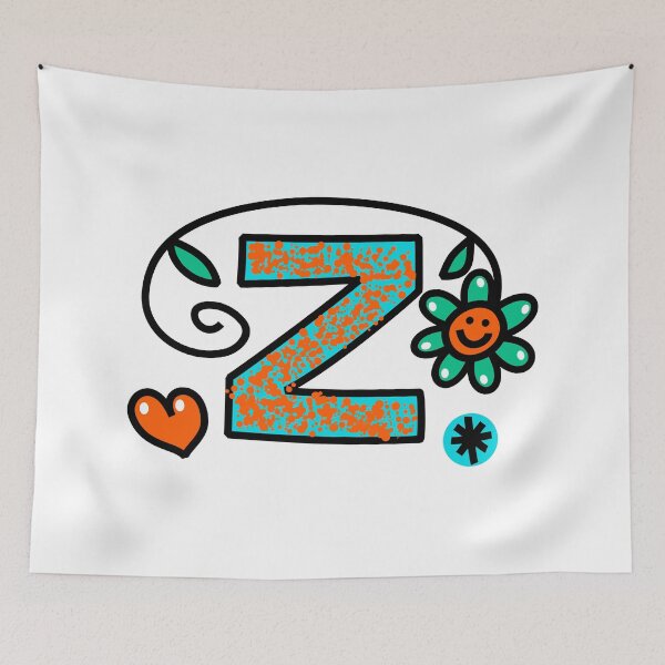 Item preview, Letter Z abc monogram hand drawn colorful alphabet designed and sold by funwithletters.