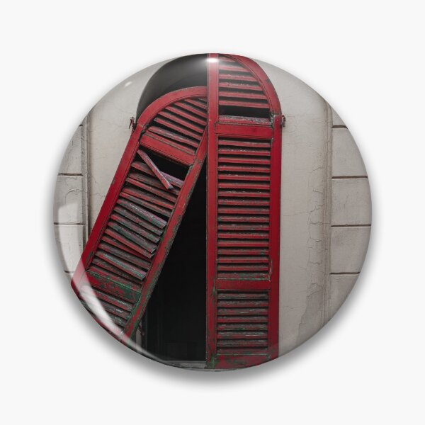 Item preview, Red doors of a window of an old dilapidated Italian building designed and sold by brambillasimone.