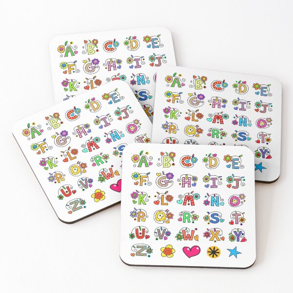 Item preview, Whole Alphabet abc monogram hand drawn colorful alphabet designed and sold by funwithletters.