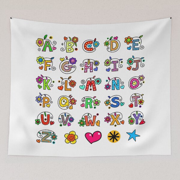 Item preview, Whole Alphabet abc monogram hand drawn colorful alphabet designed and sold by funwithletters.