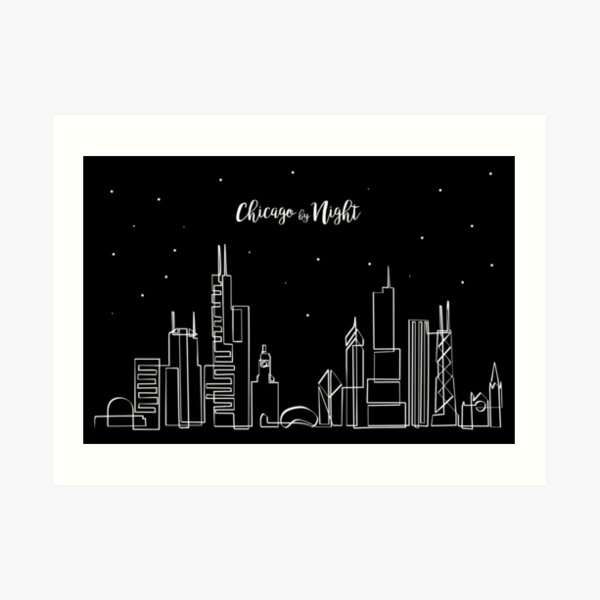Chicago Skyline at Night Art Print