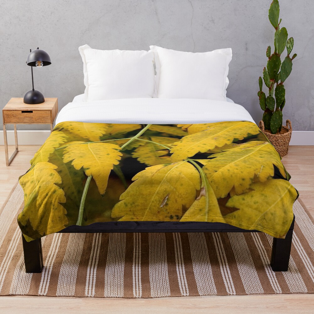 Wisteria Leaves in the Fall Throw Blanket