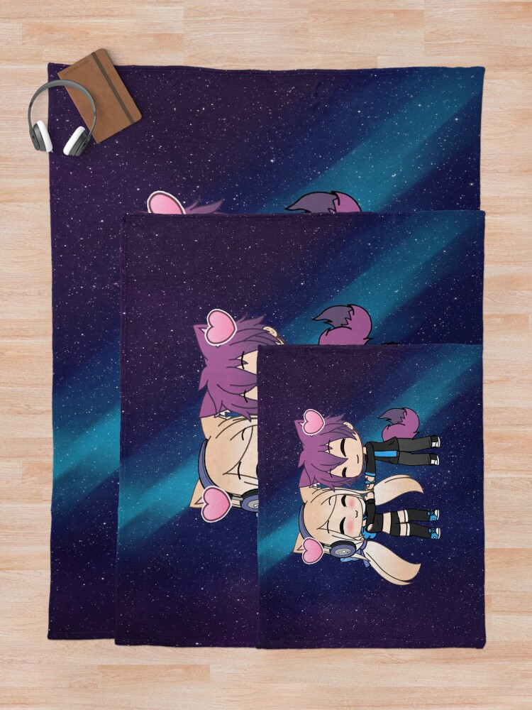 "Cute Gacha Girl and Boy with Fox Tail" Throw Blanket by pignpix