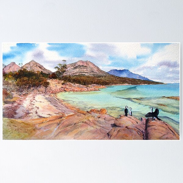 Item preview, Three Shags on a rock- Honeymoon Bay, Freycinet. designed and sold by melhillswildart.