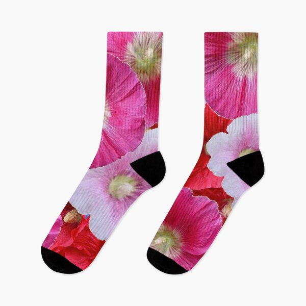 Item preview, FUCHSIA & PINK HOLLYHOCKS GARDEN ART designed and sold by sharlesart.