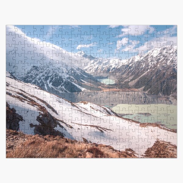 "Alpine Winter Mountain Lake Landscape New Zealand" Jigsaw Puzzle by