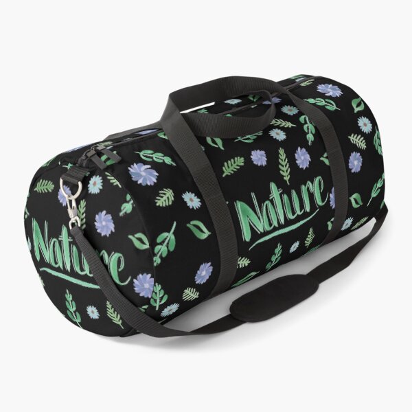 Item preview, Green Watercolor Brush Lettering - Nature with Leaves and Flowers on Black designed and sold by Karen McFarland.