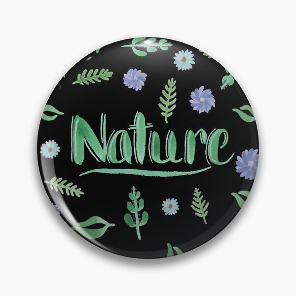 Item preview, Green Watercolor Brush Lettering - Nature with Leaves and Flowers on Black designed and sold by Karen McFarland.