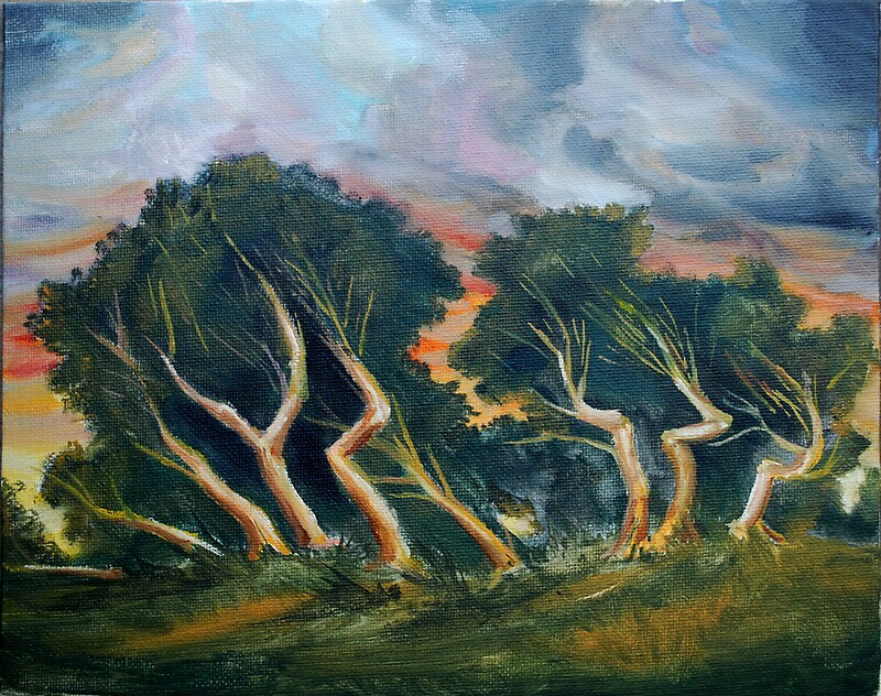 "Cyprus trees oil painting" by Mark Malinowski Redbubble