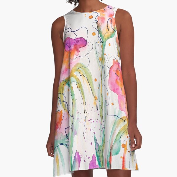 Flower Splash A-Line Dress