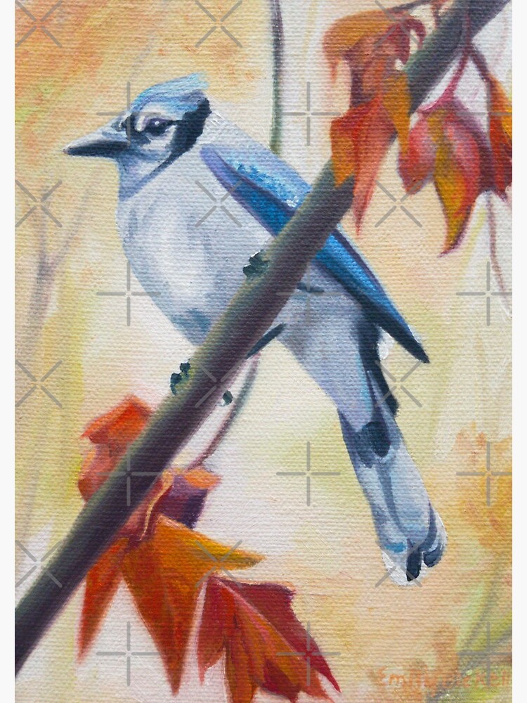 Prophet - blue jay in autumn painting by EmilyBickell