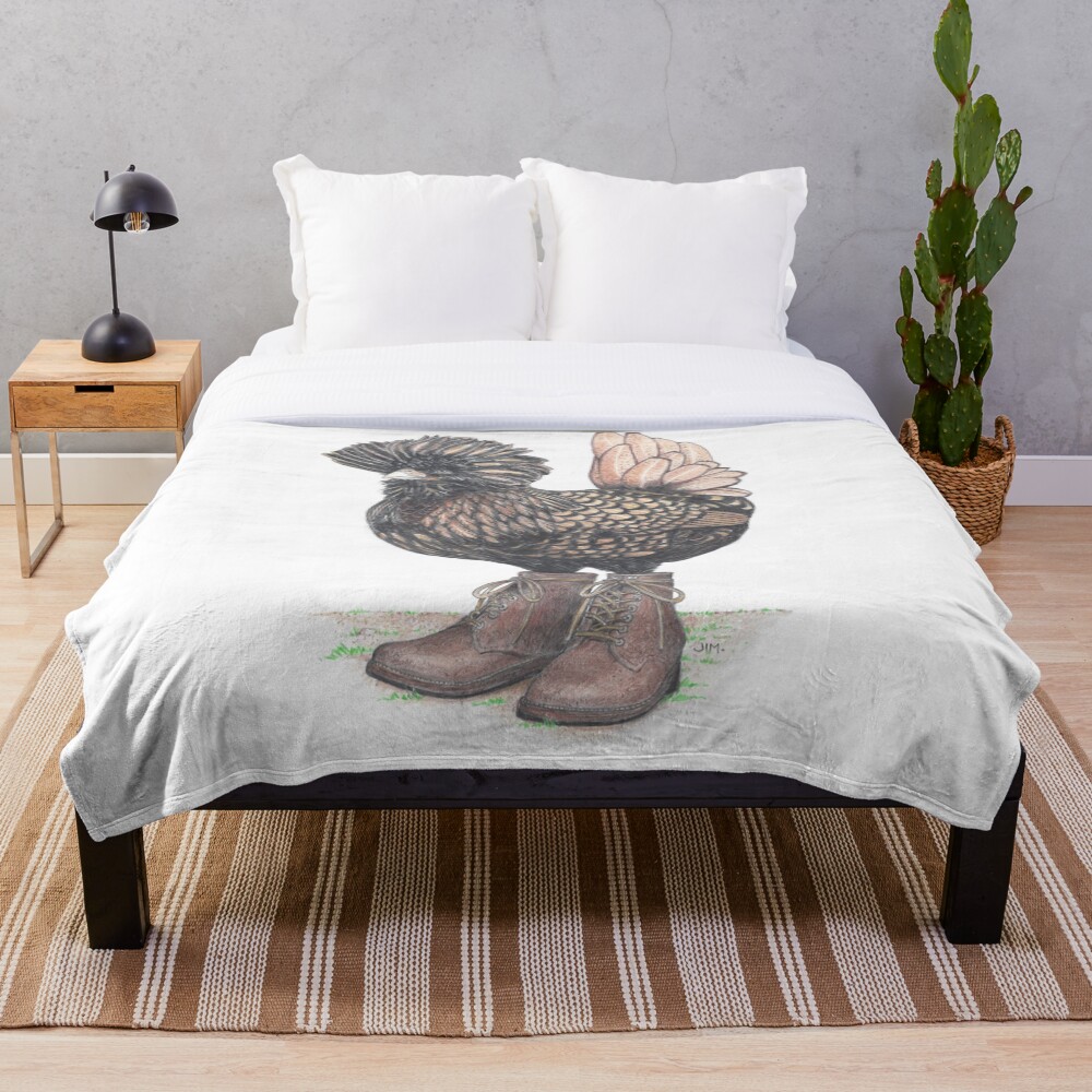 Polish chicken in farm boots Throw Blanket