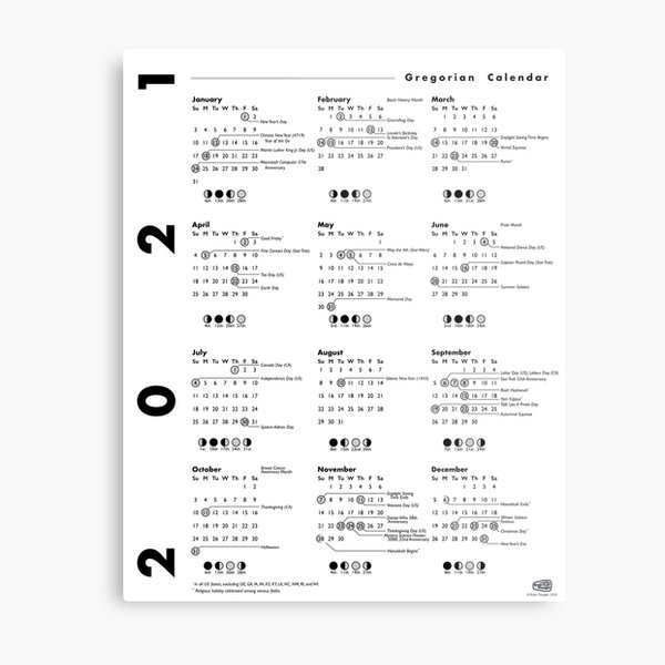 2021 Calendar Poster Metal Print