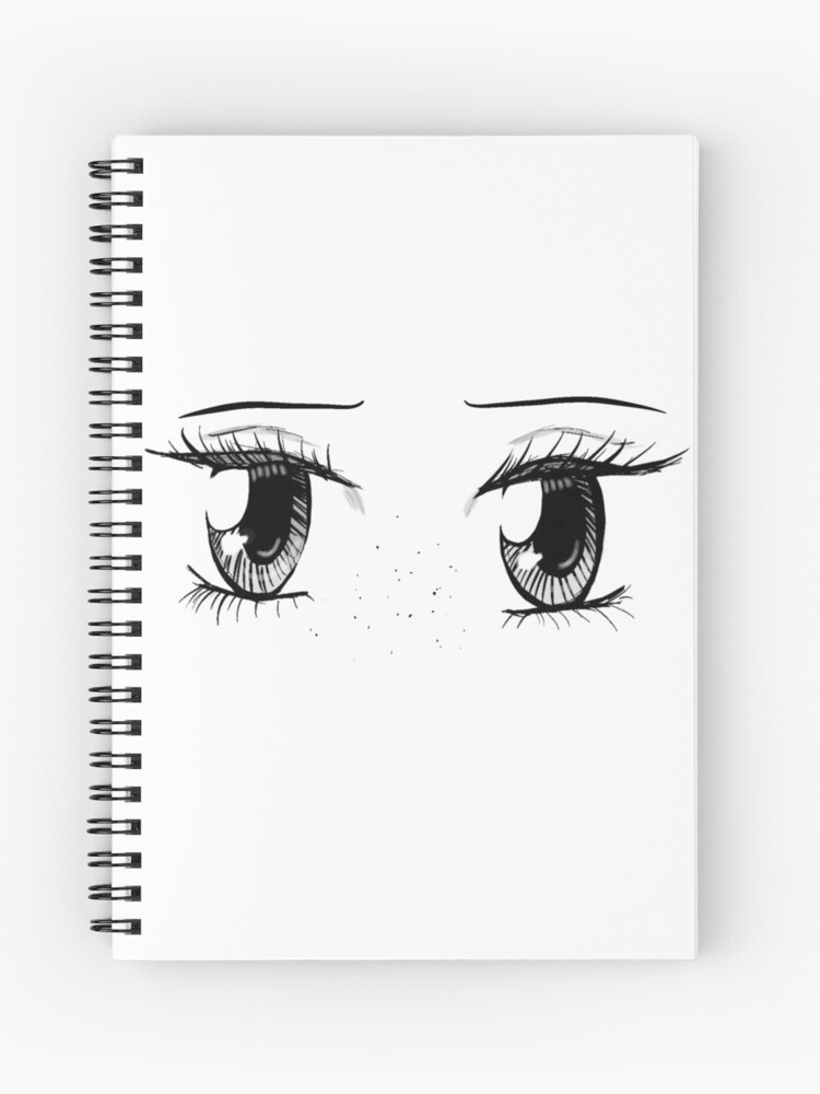 Cuaderno de espiral «Anime pecoso ojos - blanco» de MaddieDVM | Redbubble