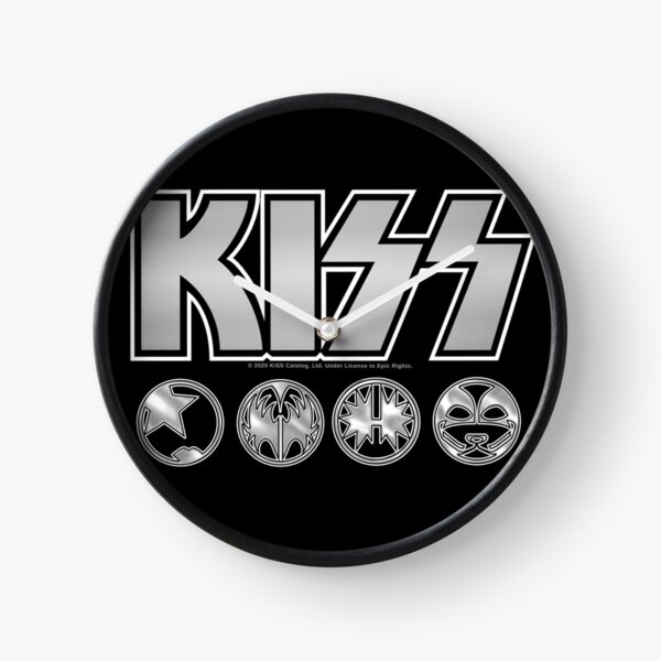 KISS Logo Silver V3 Starchild Demon Spaceman Catman Clock