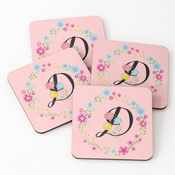 Item preview, Monograma floral rosa letra inicial D designed and sold by BleuSky.