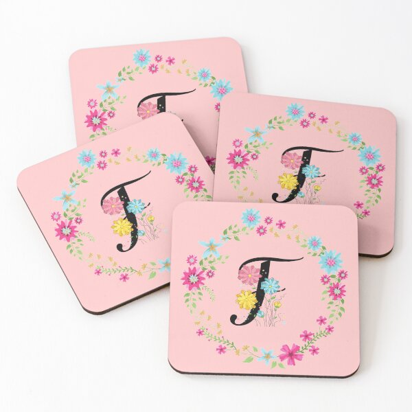 Item preview, Pink Floral Monogram Initial Letter F designed and sold by BleuSky.