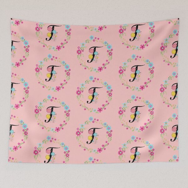 Item preview, Pink Floral Monogram Initial Letter F designed and sold by BleuSky.