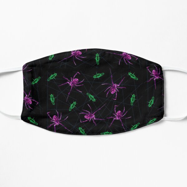 Neon spider and fly 1 Flat Mask