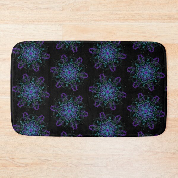 Item preview, Green, Purple and Blue Mandala Pattern on Black designed and sold by wild.geranium.design.