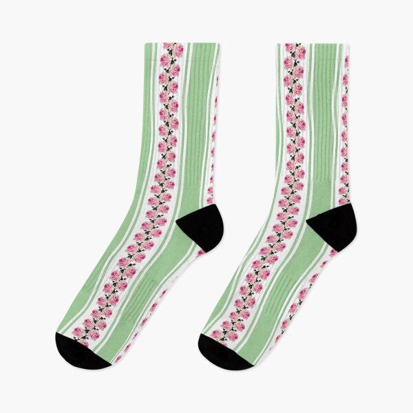 Item preview, Pink vintage roses and green stripes designed and sold by LittleBettyMakes.