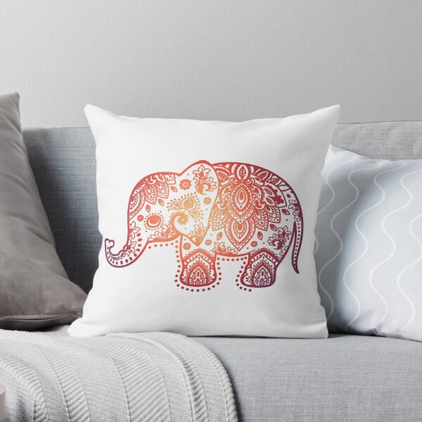 Elephant Mandala Throw Pillow