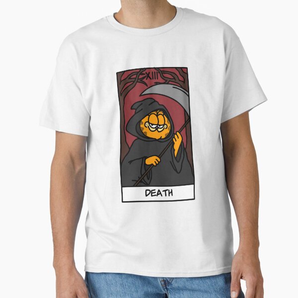 Vista previa del artículo con la obra «La carta del tarot de la muerte pero es garfield», diseñado y vendido por jxliahx.
