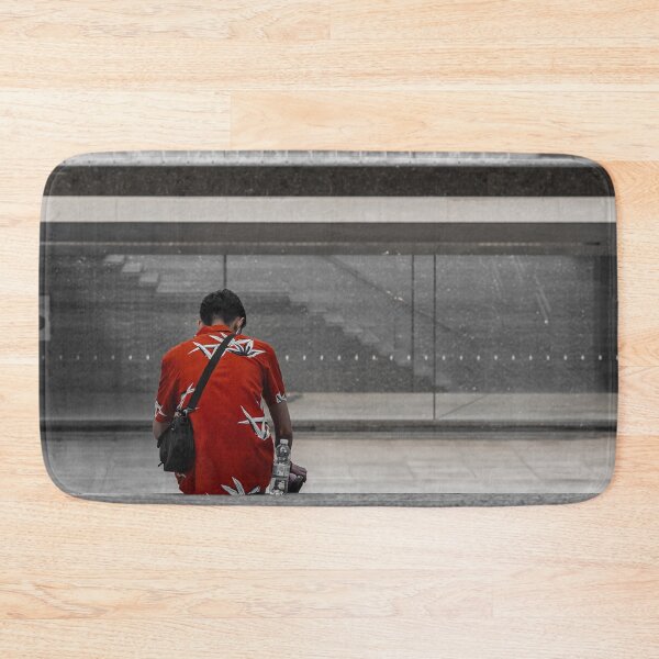 Item preview, A man in a red shirt sits in front of a fountain designed and sold by brambillasimone.