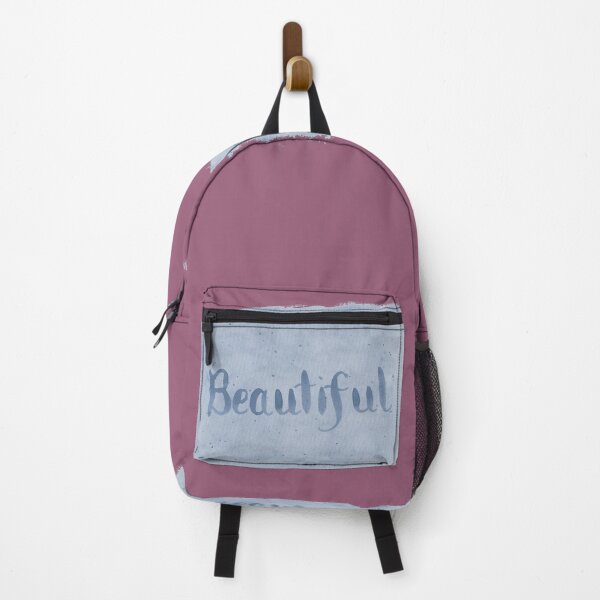 Item preview, Beautiful - written in Blue Watercolor Brush Lettering on Pink designed and sold by Karen McFarland.