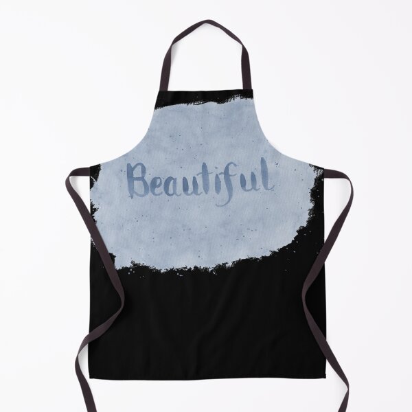 Item preview, Beautiful - written in Blue Watercolor Brush Lettering on Black designed and sold by Karen McFarland.