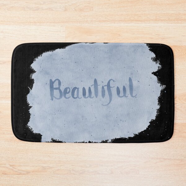 Item preview, Beautiful - written in Blue Watercolor Brush Lettering on Black designed and sold by Karen McFarland.