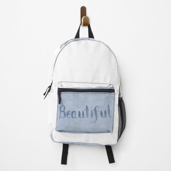 Item preview, Beautiful - written in Blue Watercolor Brush Lettering on White designed and sold by Karen McFarland.