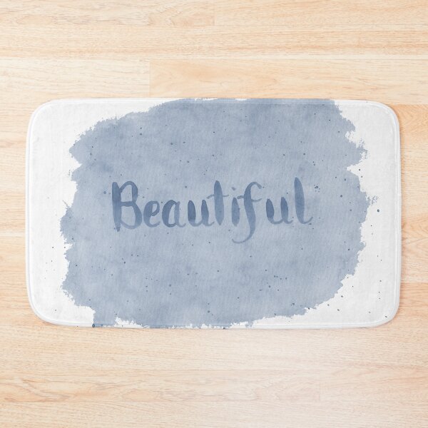 Item preview, Beautiful - written in Blue Watercolor Brush Lettering on White designed and sold by Karen McFarland.