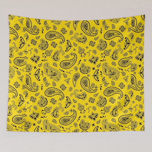 Item preview, Black on Yellow Paisley designed and sold by BadBehaviour.